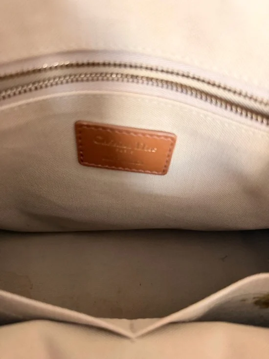 Dior Cream Canvas Book Tote with Tan Trim and Black Logo - Picture 2 of 8